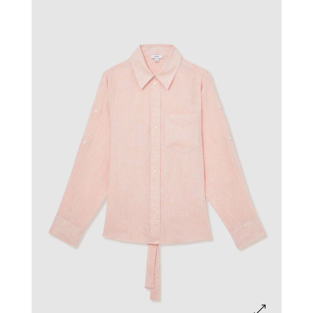 Reiss NWT 100% Linen Oversized Button-Down Blouse - Minimalist Coastal - Size 8